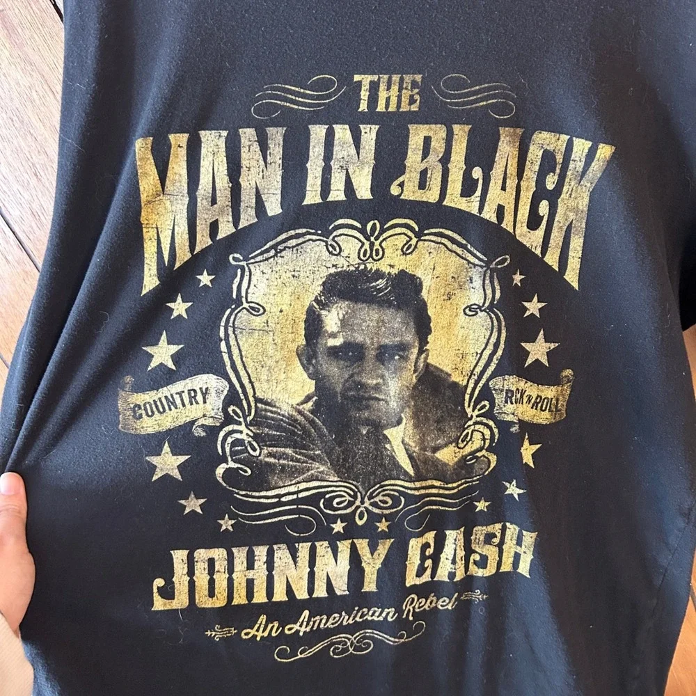 Johnny‎ Cash The Man In Black Graphic T-Shirt Mens XL Zion Black Cotton